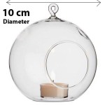 Hanging Clear Glass Candle Holder- Ball - Outdoor or Indoor - 10cm